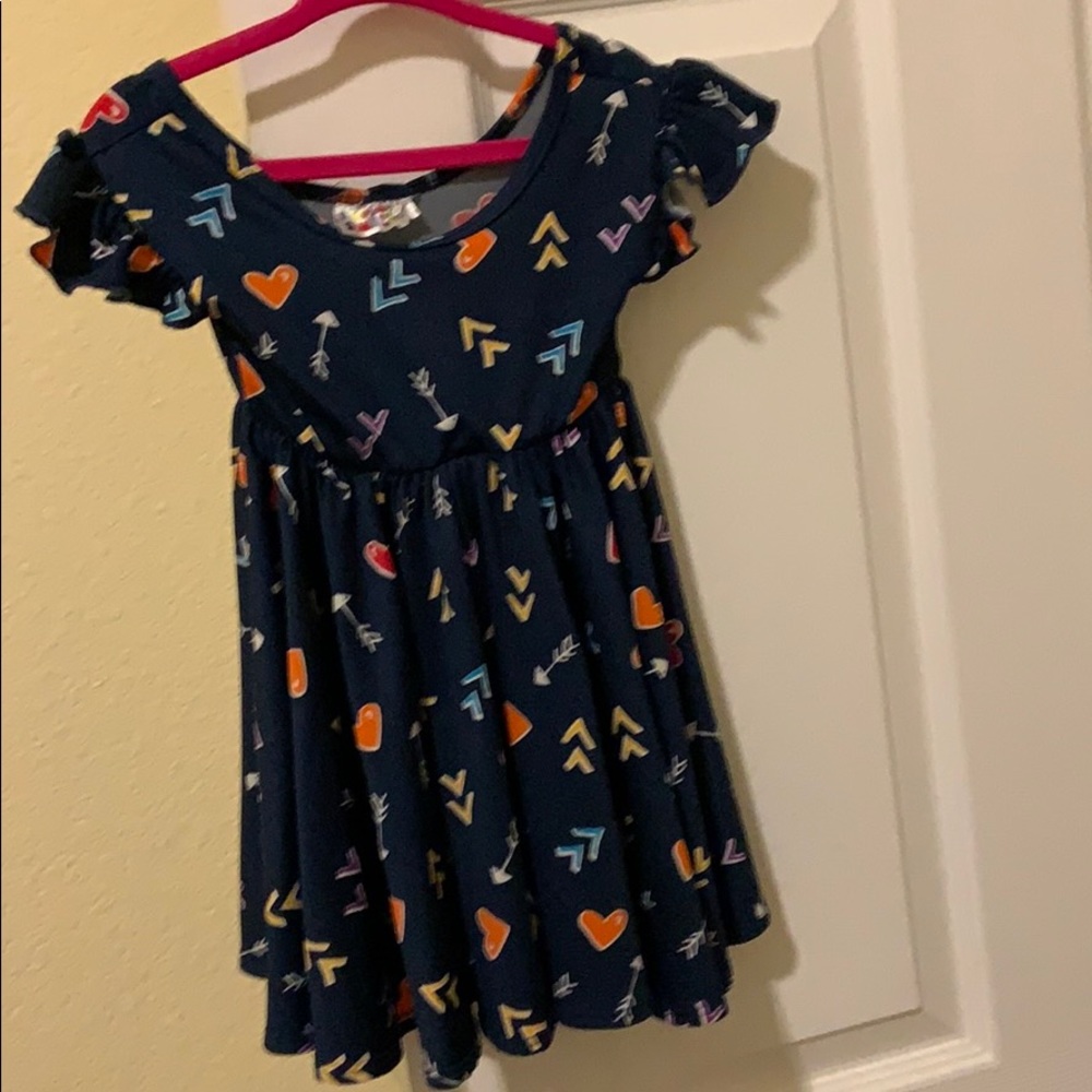 Dot dot smile navy dress with hearts and arrows
